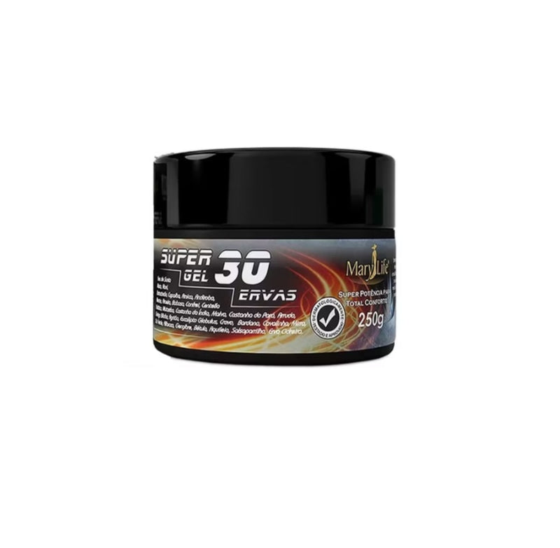 Super Gel 30 Ervas Gel para dores musculares e massagem relaxante.