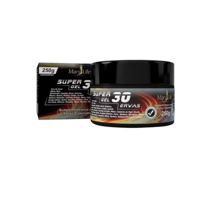 Super Gel 30 Ervas Gel para dores musculares e massagem relaxante.